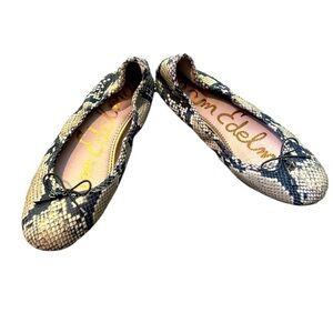 Sam Edelman Felicia Ballet Flats Sz9W Leather‎ Snake Design